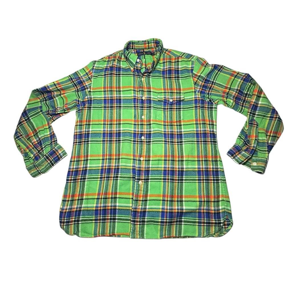 Ralph Lauren Plaid Flannel Shirt Size L Green Cotton